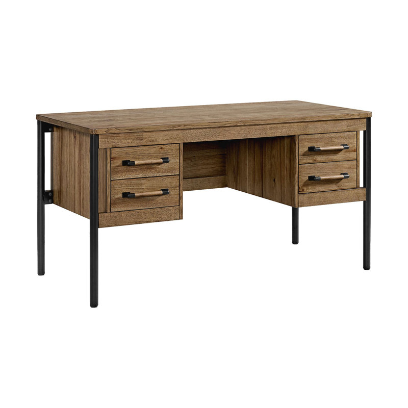 Bureau d'écriture en placage de hickory de 60 po Magee, brun et noir