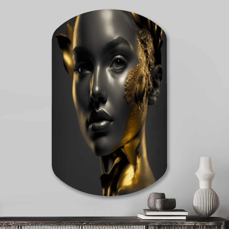 Art mural noir et doré élégant V - Fashion Woman, H 31 po x l 19 po