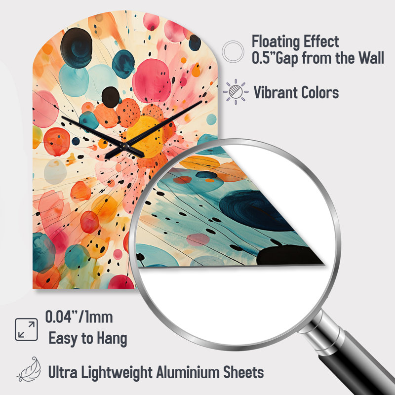 Large Multi-Color Metal Arch-Shaped Wall Clock