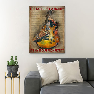 Mains jouant de la guitare - peinture sur toile tendue