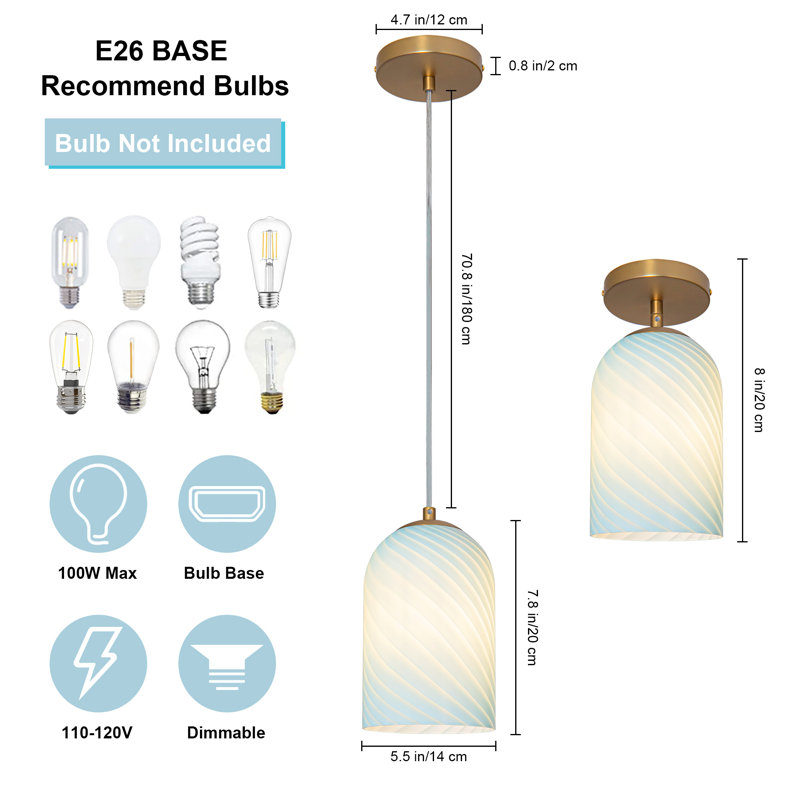 Luminaires suspendus en verre réglables Jaiceon, luminaire suspendu en verre moderne pour îlot de cuisine, Bleu