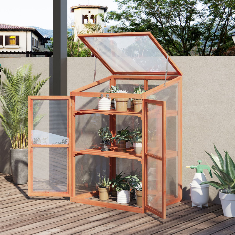30.71" W x 23.62" D Greenhouse, Natural Wood