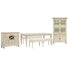 Extendable Rectangular Dining Table With 2 Benches Server And Dining Cabinet