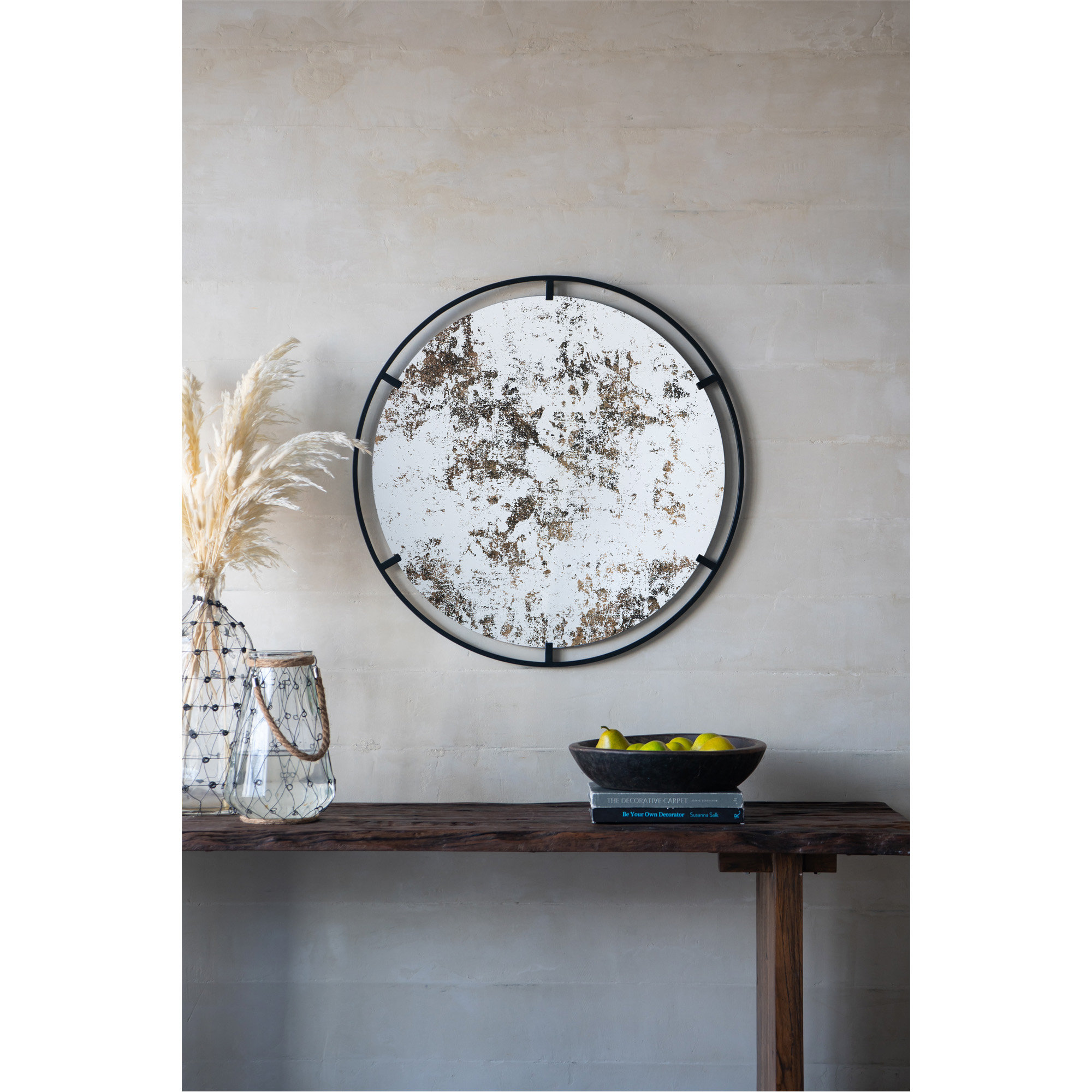 Round Mirror Frame Design 17 Stories Unique Metal-Framed Industrial Round Mirror For Stylish Wall ...