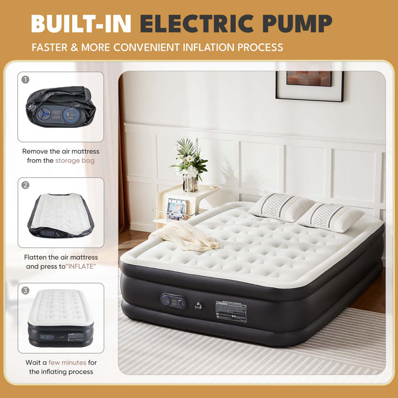Matelas gonflable pour grand lit 22 po avec pompe intégrée