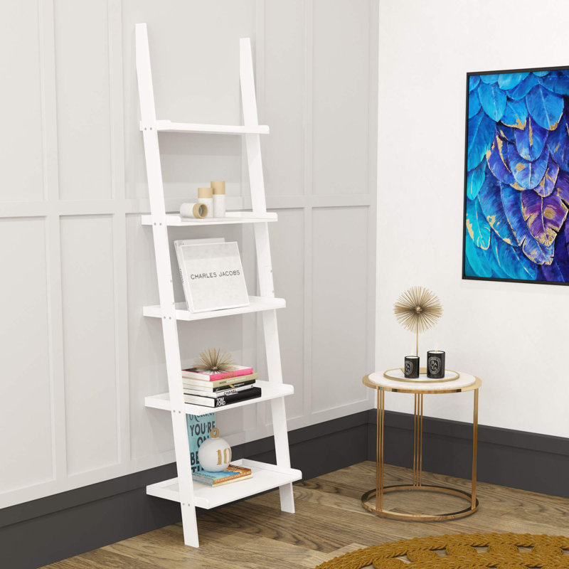 189cm H x 56cm W Ladder Bookcase, White