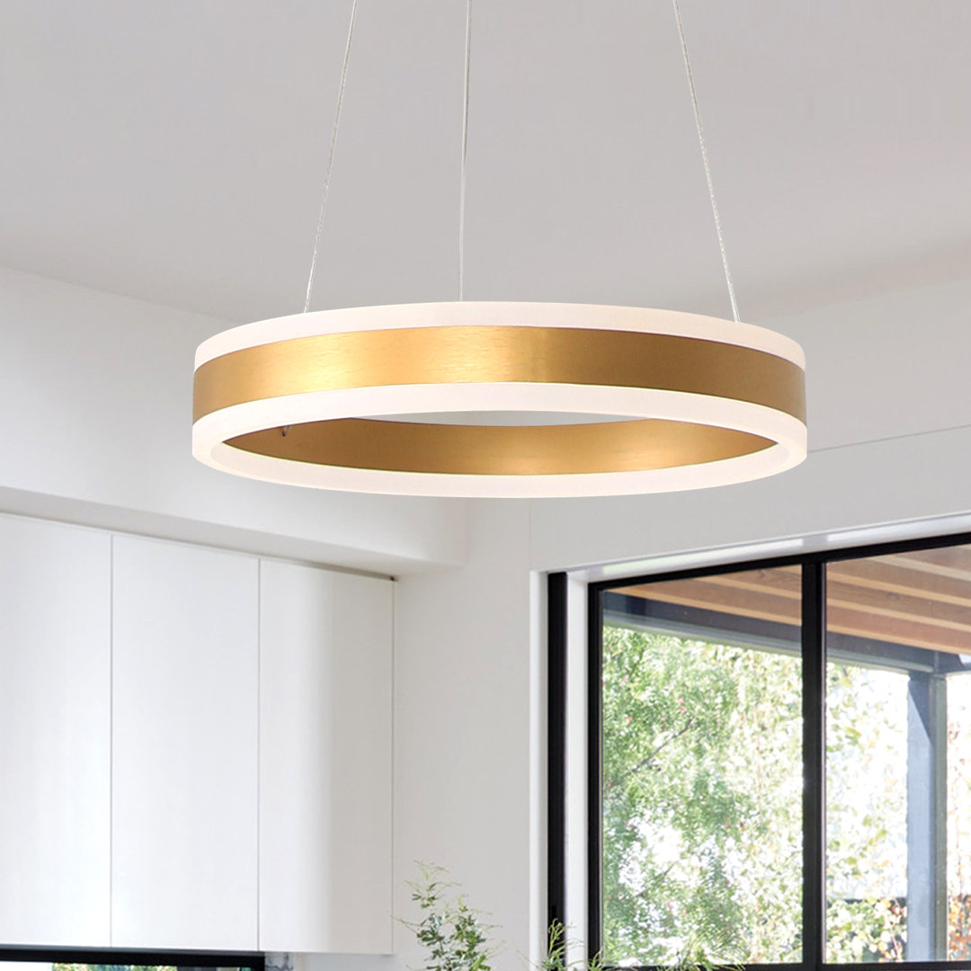Dilnoza Ring Unique Wagon Wheel LED Pendant Modern Farmhouse Remote Dimming House of Hampton® 