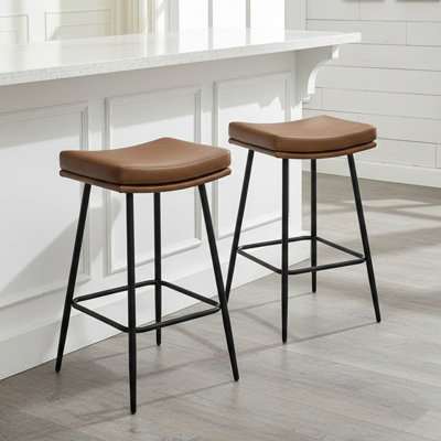 Upholstered 26" Backless Saddle Barstools