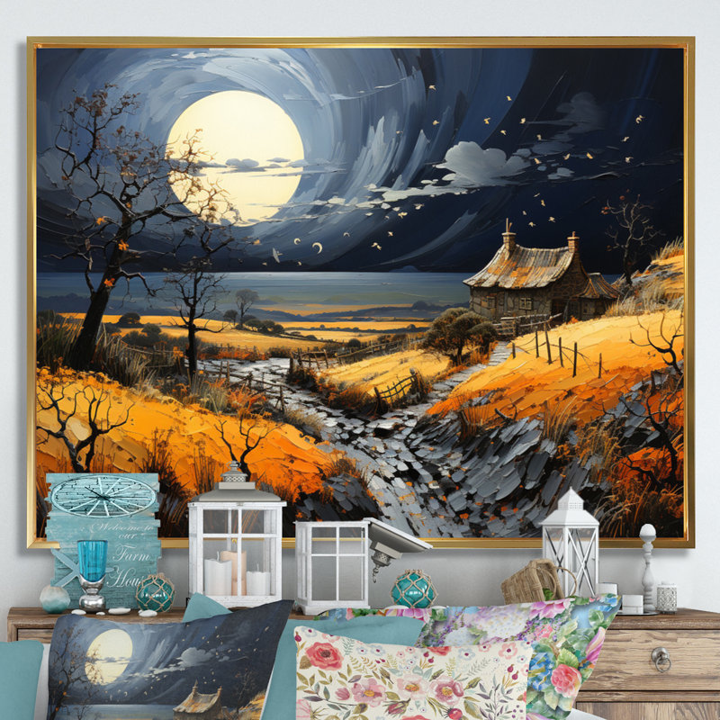 Patchwork de campagne Moody Skies I, H 24 po x l 32 po x P 1 po, Cadre flottant doré