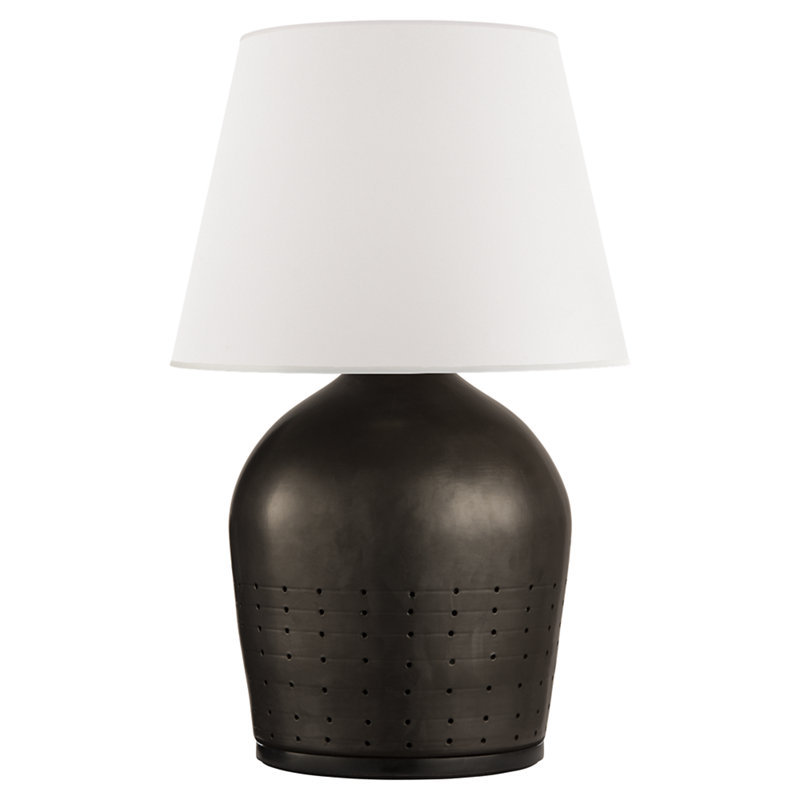 Halifax Table Lamp, Black Ceramic, White Paper, 27.5" H x 19" W x 19" D