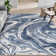  Abstract Harmony Modern Marble Blue Flat-Weave Area Rug