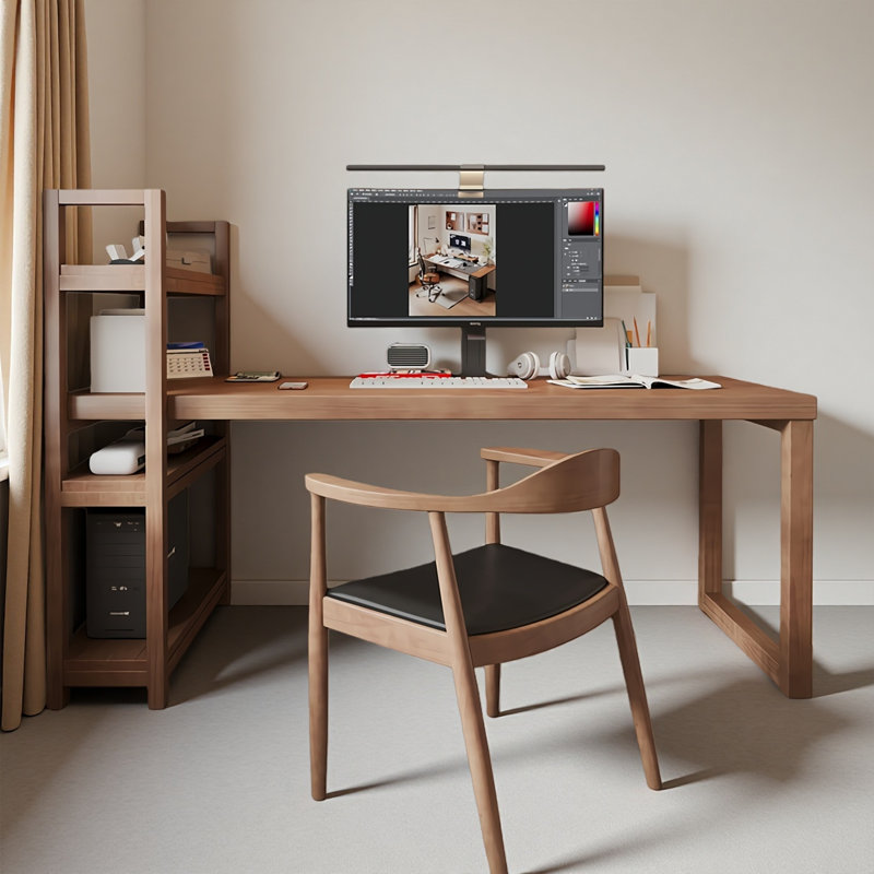 Bureau rectangulaire simple en bois massif de pin Burlywood, H 43,3 po x l 70,87 po x P 31,5 po