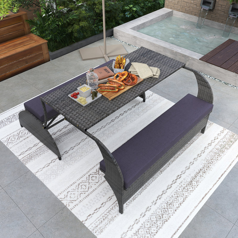 Causeuse d'extérieur polyvalente qui se transforme en quatre sièges et une table, Beige