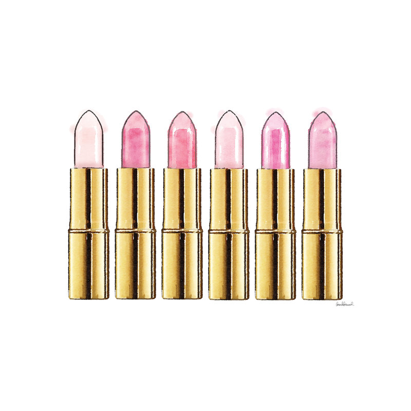 Lipstick In Gold And Soft Pinks by Amanda Greenwood - Wrapped Canvas Print, 66.04 cm H x 45.72 cm W x 3.175 cm D