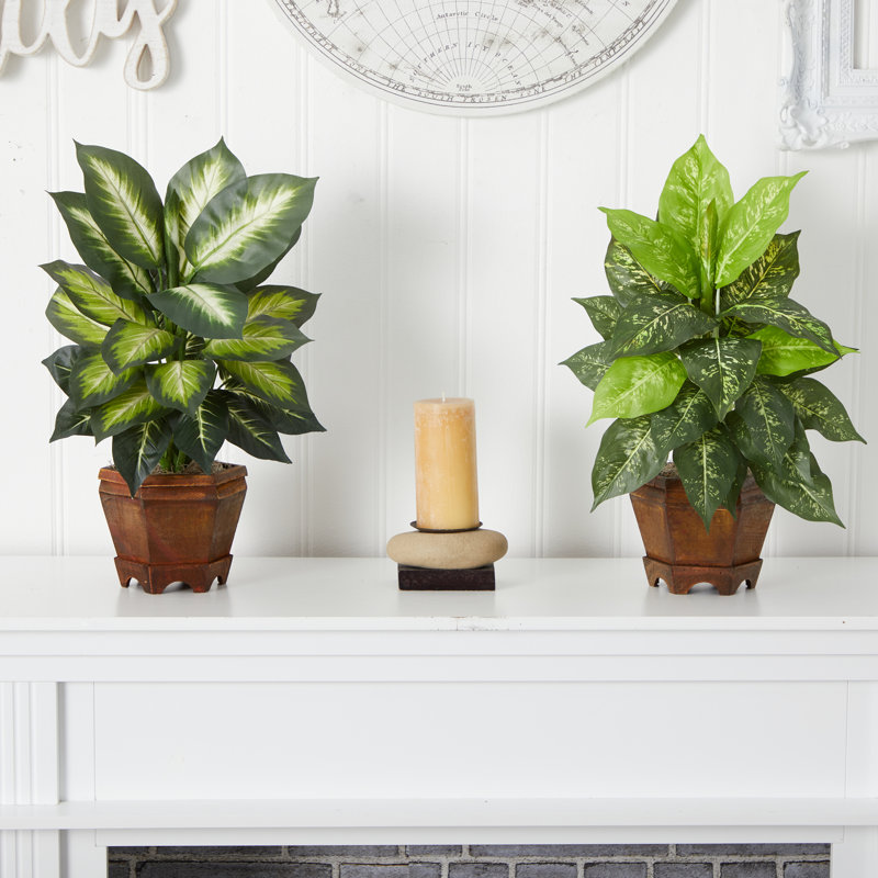20.5'' Faux Foliage Plant in Wood Pot