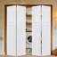 Double 2 panneaux bi-pliables 80 po x 48 po Porte de grange coulissante en panneau de fibres à densité moyenne noyer blanc avec ensemble de quincaillerie-130917809-130917824