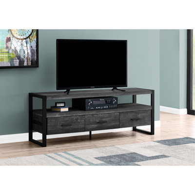 60 Inch Tv Stand, Media Entertainment Centre, Black Laminate & Metal, Storage Drawers, Fits 80-89 Tv, Modern Bedroom Living Room Centre With Storage, For Fixture