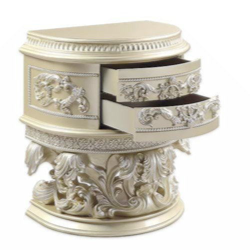Table de chevet vatican, finition argent champagne