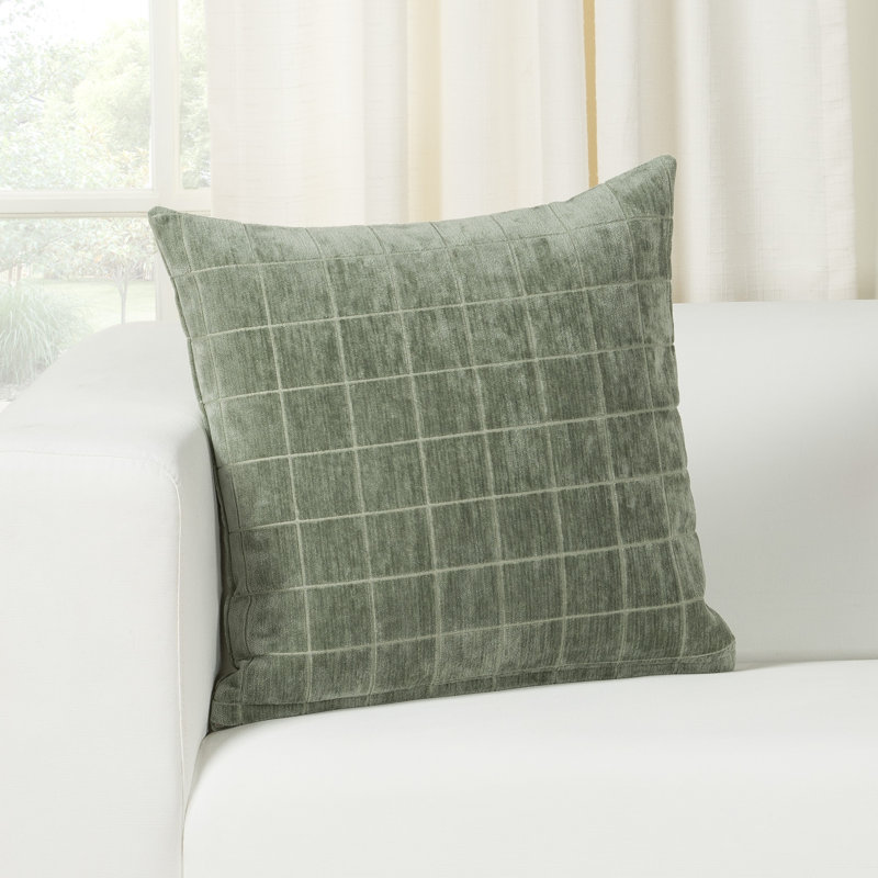 Coussin Otterville, Vert géométrique, Polyester, H 16 po x l 16 po