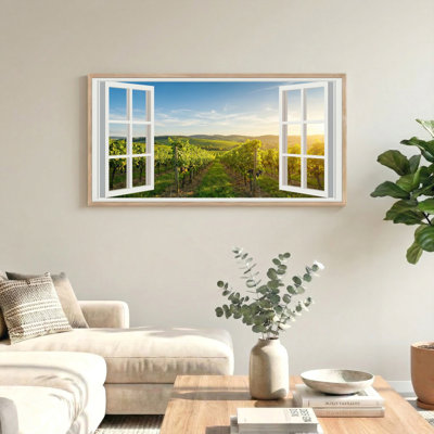 «Vineyard Landscape», reproduction d'art sur toile encadrée, ensemble de 1 48 po x 24 po