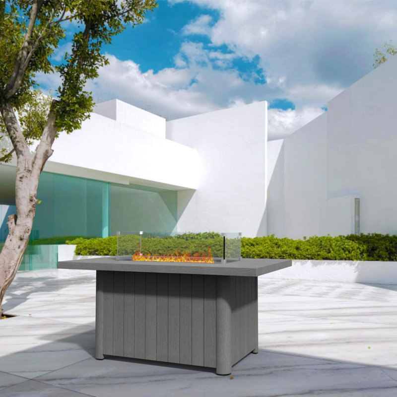 Table de foyer rectangulaire en aluminium, Gris