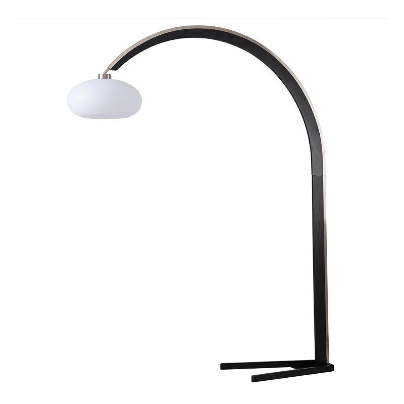 Vaulted 86" Satin Nickel and Black Arc Floor Lamp