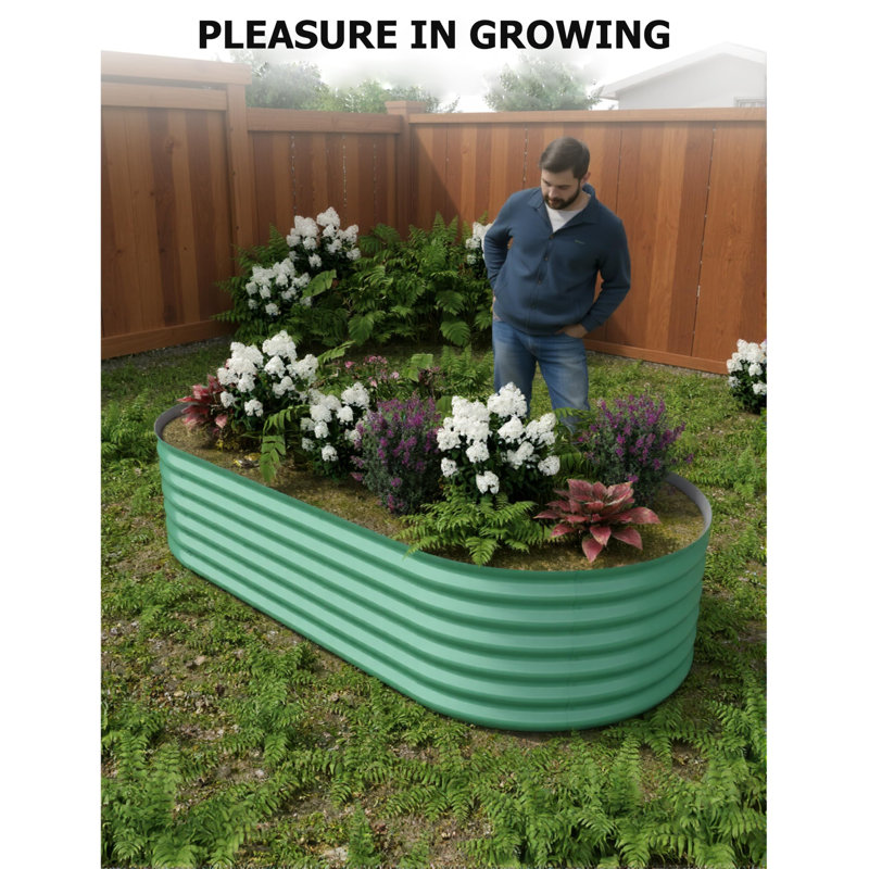 2 Pcs Raised Garden Beds Outdoor 8x4x1.5 ft - Galvanized Steel Planter Box for Vegetables, Flowers, Rust-Resistant Garden Box, Easy Assembly Raised Beds, Durable Planters for Outdoor Plants, Green