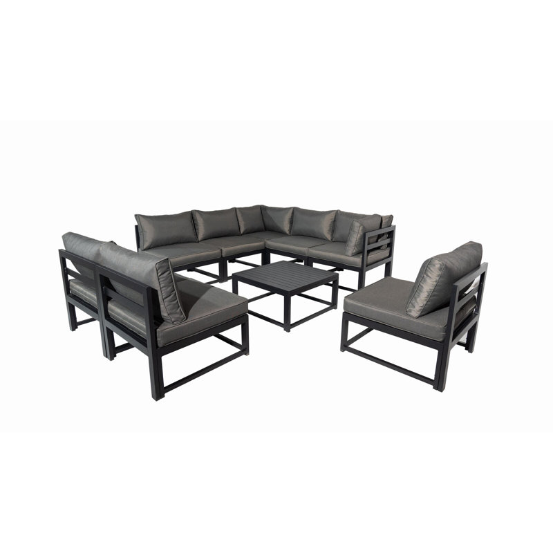 Mobin 8 - Person Patio Dining Set with Square Table , Cushions Included