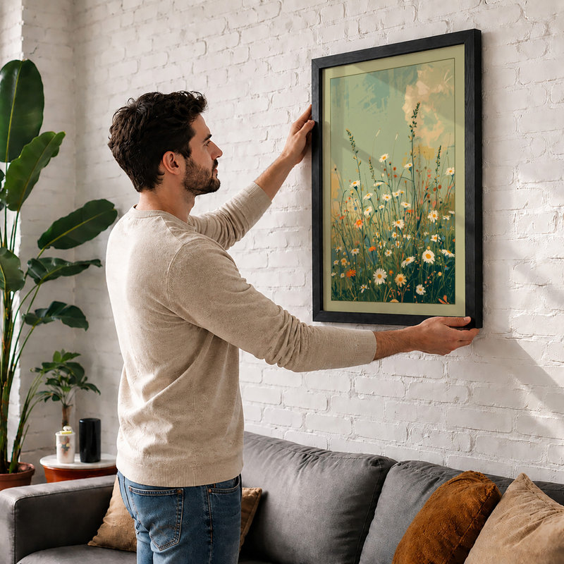 Wildflower Garden Botanical - Framed Print, A2 - 59.4 x 42.0 cm, Black