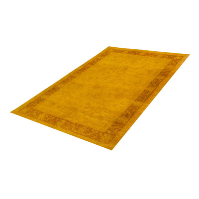 Tapis unique en laine doré foncé noué à la main 6 pi 8 po x 10 pi 0 po