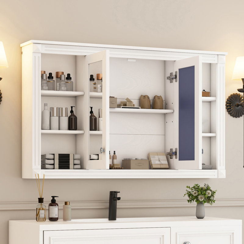 Armoire de toilette avec miroir 47 po, Blanc