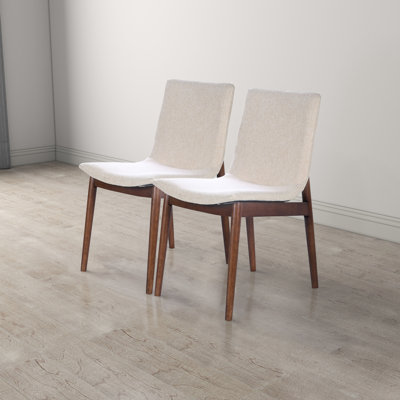 Moitreo Italian Style Modern Comfy Solid Wood Linen Fabric Dining Chair
