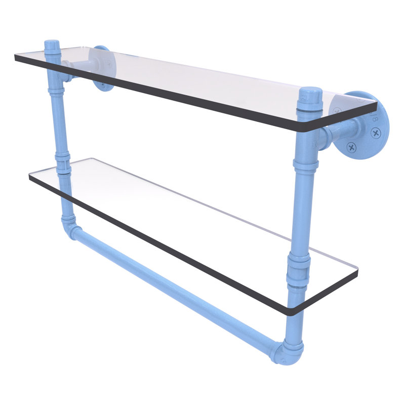 Tablette flottante 2 pièces avec barre à serviettes Pipeline, H 13,2 po x l 22 po x P 5,6 po, Bleu troll plat