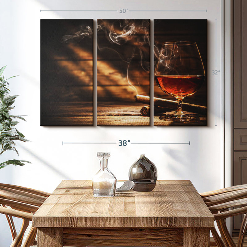 " Rustic Cigar And Whiskey ", 32" H x 50" W x 1.25" D