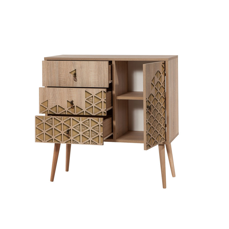 Commode combinée 3 tiroirs Borup, Beige