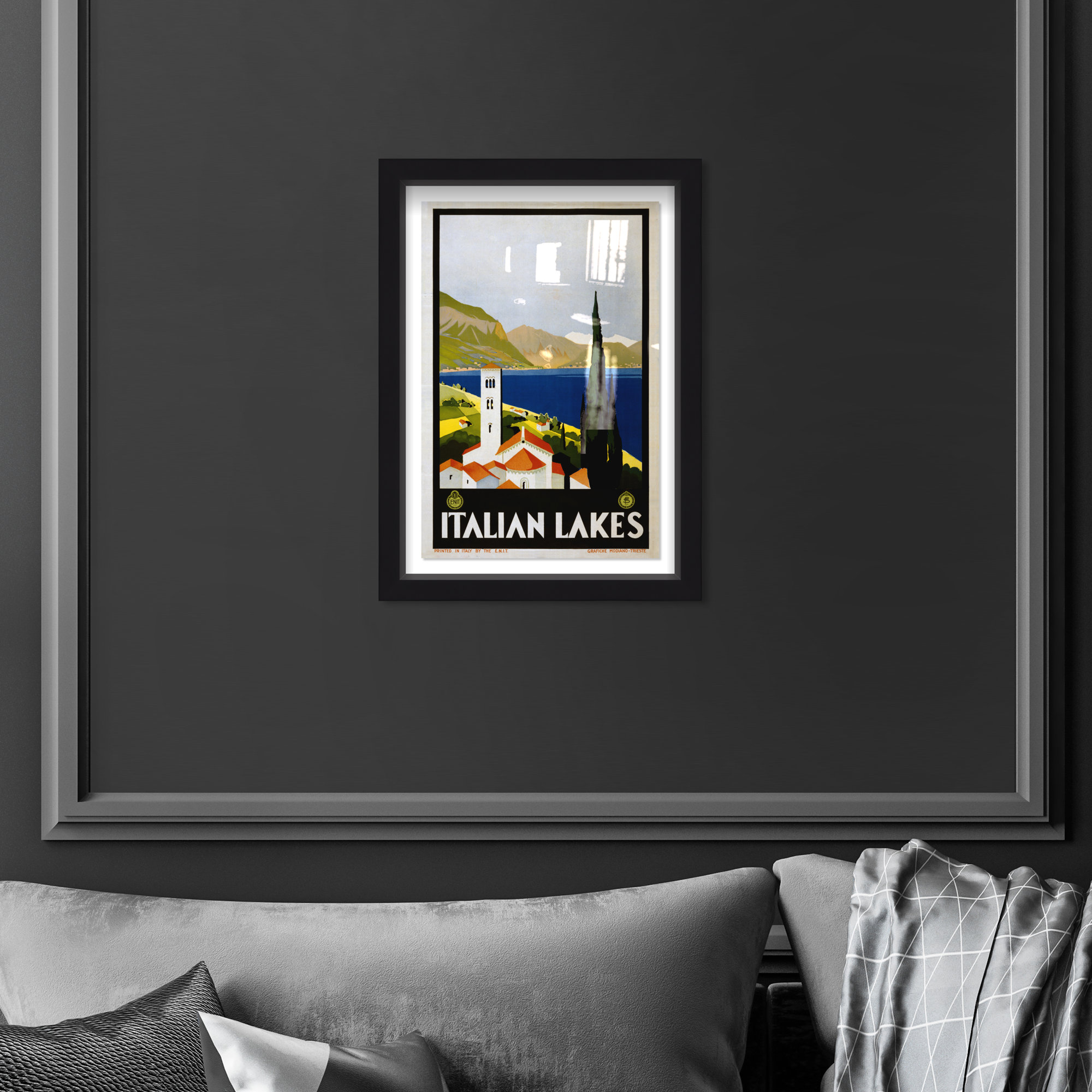 Italy, Black Framed, 37" H x 25" W x 1" D