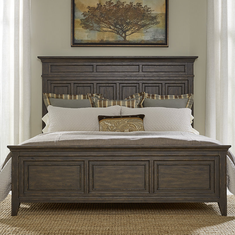 Trelawny California King Panel Bed, Dresser & Mirror Bedroom Set, California King, 3 Pcs: Bed, Dresser, Mirror