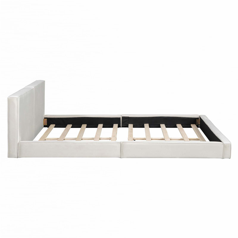 Everly Quinn Queen Size Upholstered Platform Bed with Velvet Fabric ...