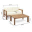 Bois: table basse en bois avec coussins imperméables et confortables, beige et brun, siège à lattes à dossier ouvert