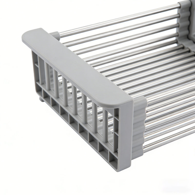Égouttoir à vaisselle extensible au-dessus de l'évier, panier de cuisine pliable en acier inoxydable