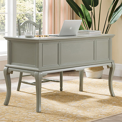 Bureau blanc rectangulaire en bois massif