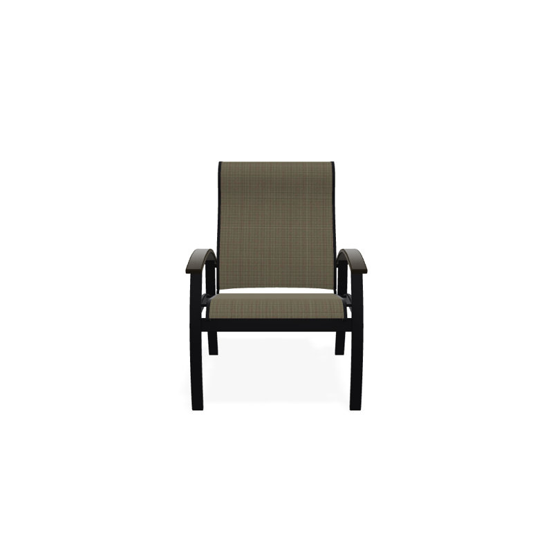 Chaise de patio Askar, Beachwood, Tweed Sunbrella® brun, Noir texturé