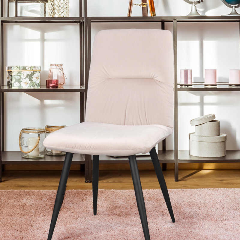 Vevay 48cm H Velvet Upholstered Side Chair, Baby Pink