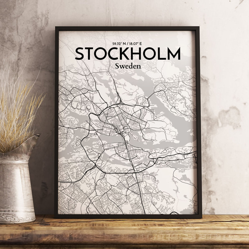 Stockholm City Map - No Frame Print, 43.2cm H x 27.9cm W x 0.13cm D