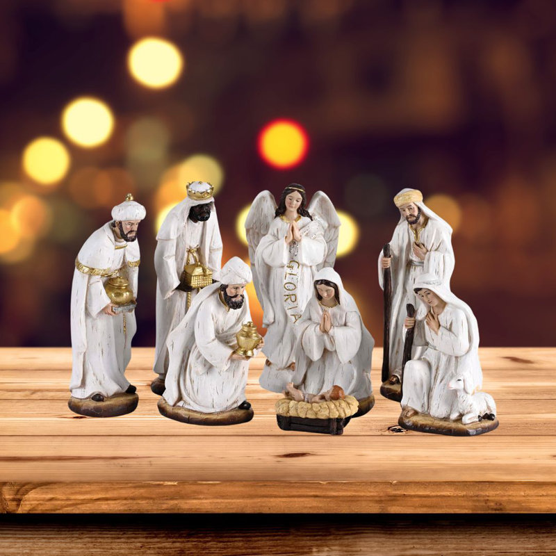 Crèche de Noël Nativité blanche 8H
