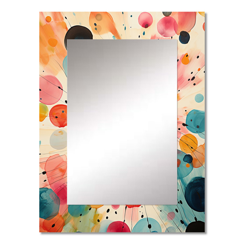 Colorful Mid Century Colorful Contrasts II - Midcentury Modern Large Wall Mirror, Mid-Century Modern Unique Mirror, Printed Metal Art