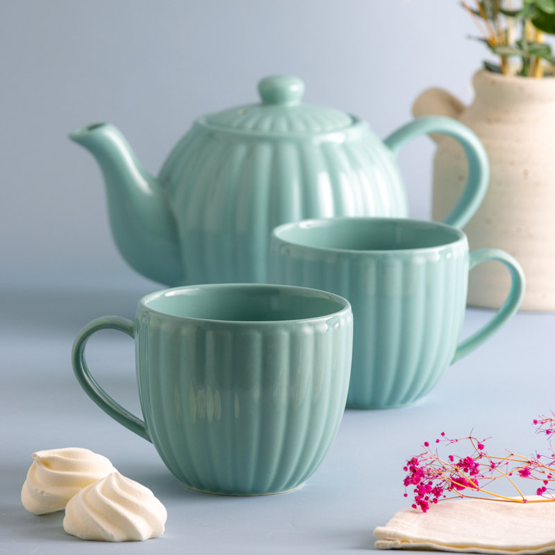 Théière et tasses Duckegg, Vert sauge