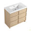 Meuble-lavabo sur pied 36 po avec lavabo en résine et 2 portes d'armoire à fermeture en douceur, contreplaqué (KD-PACKING)