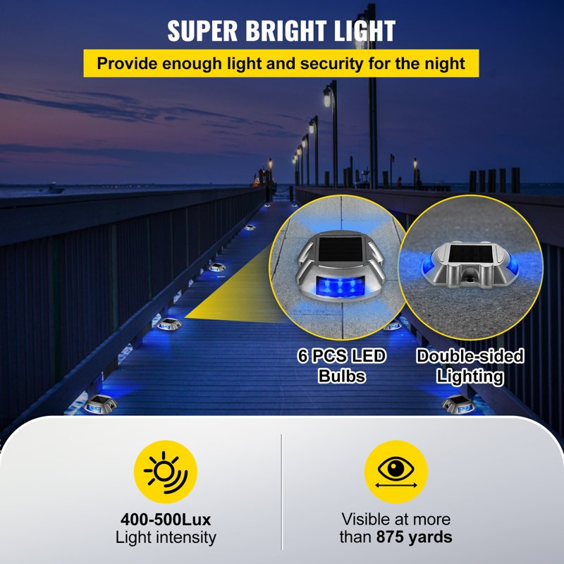 Solar Powered Blue LED Aluminum Pathway Light Pack