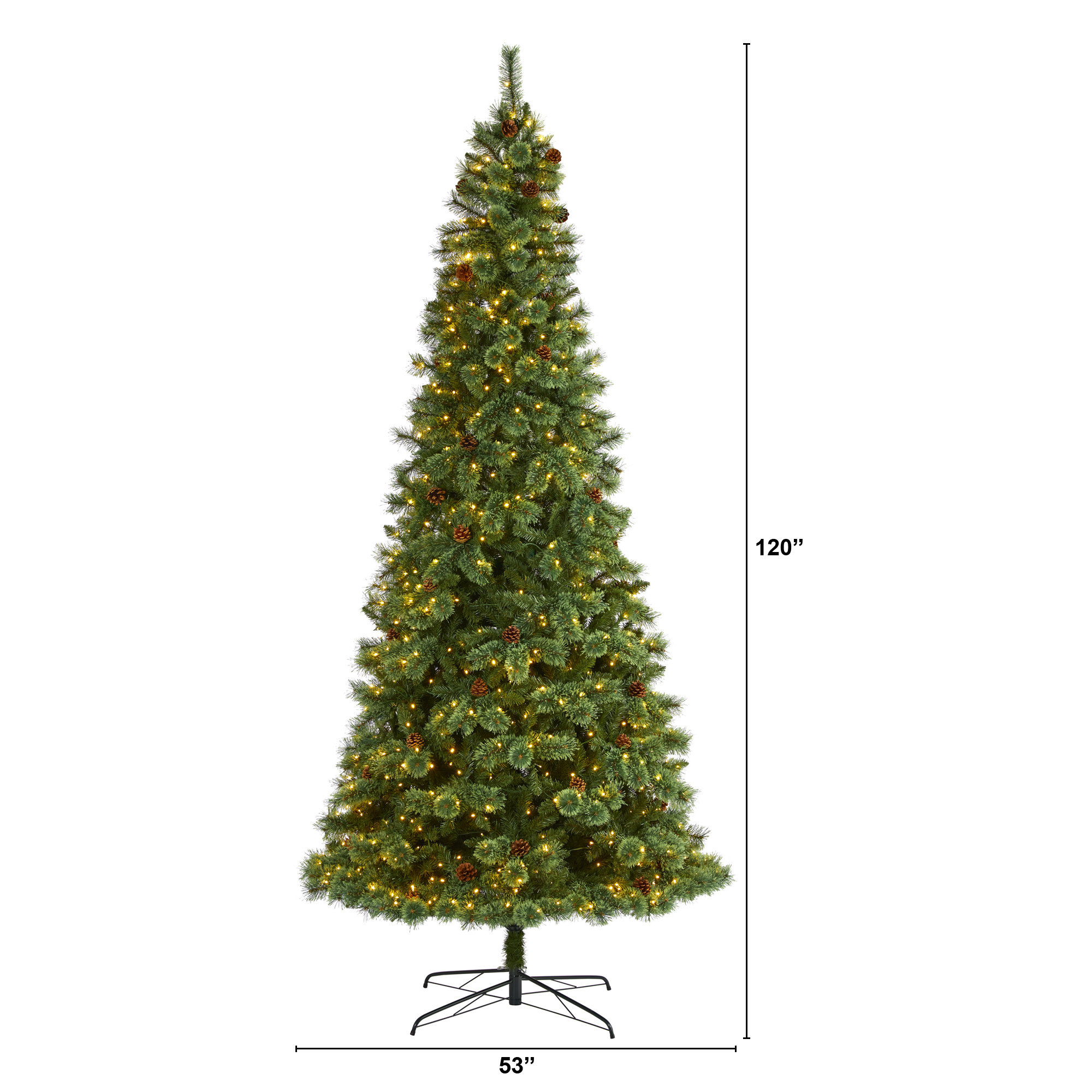 Lighted Artificial Pine Christmas Tree, 10' H